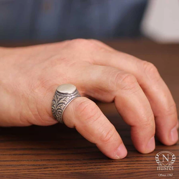 925 Ayar Gümüş Mat Şövalye Yüzük - Resim 9