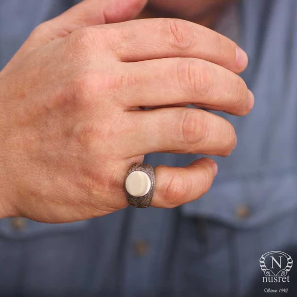 925 Ayar Gümüş Mat Şövalye Yüzük - Resim 7