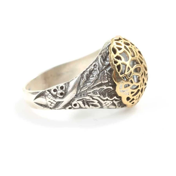 925 Ayar Gümüş Kubbe Filigran Desenli Yüzük - Resim 3