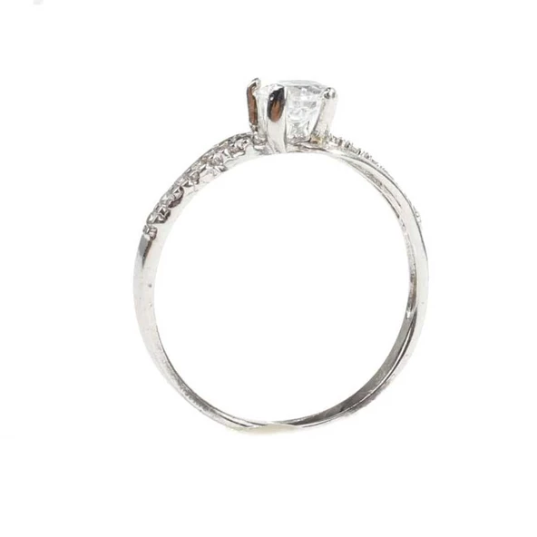 925 Ayar Gümüş Tektaş Motifli Yanı Taşlı 1,50 crt Görünümlü Yüzük - Resim 6