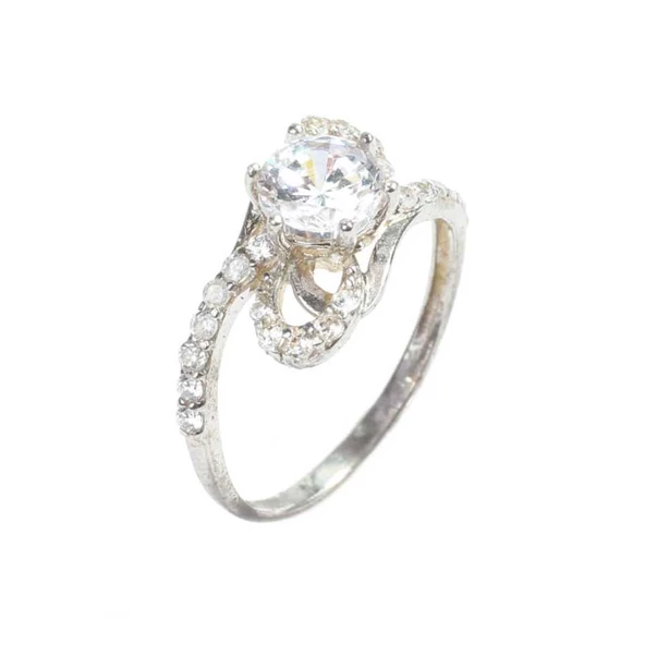 925 Ayar Gümüş Tektaş Yanı Taşlı 1,30 crt Görünümlü Yüzük - Resim 6