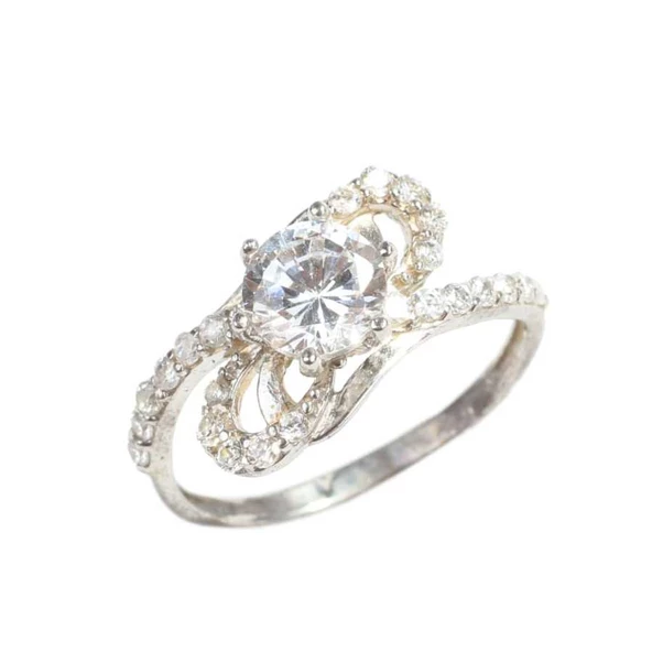 925 Ayar Gümüş Tektaş Yanı Taşlı 1,30 crt Görünümlü Yüzük - Resim 7