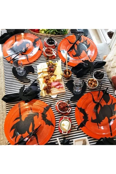 Halloween Cadısı Ahşap Supla - Amerikan Servis - Tabak Altı