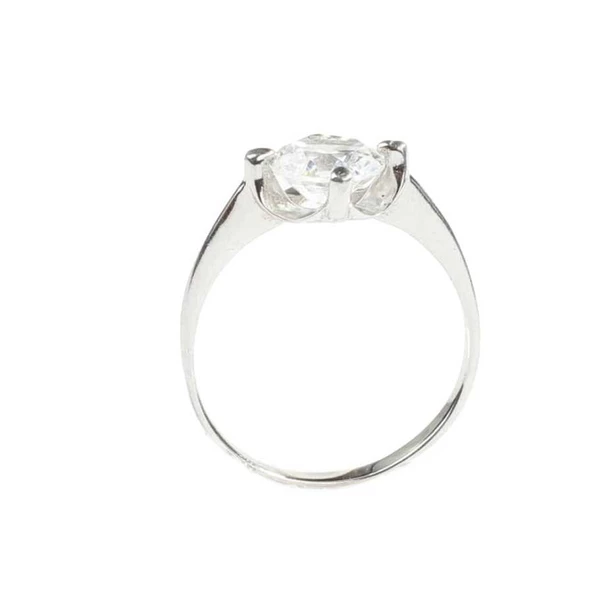 925 Ayar Gümüş Tektaş 1,16 crt Görünümlü Yüzük - Resim 4