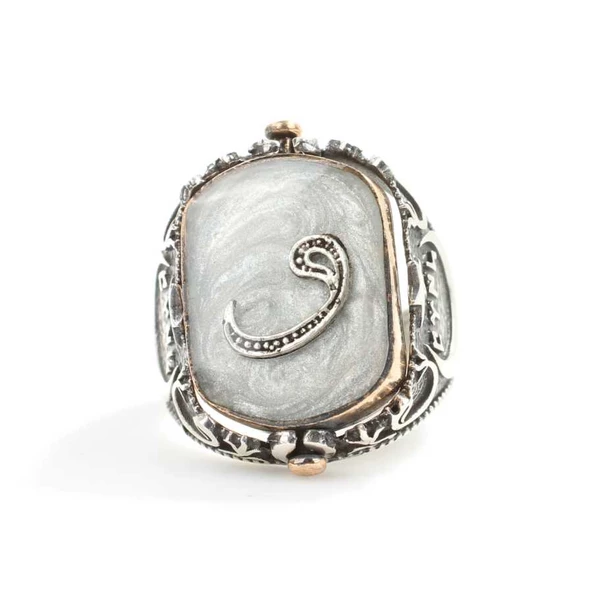 925 Ayar Gümüş Kartal Vav Ay yıldızlı Dönen Erkek Yüzük - Resim 3