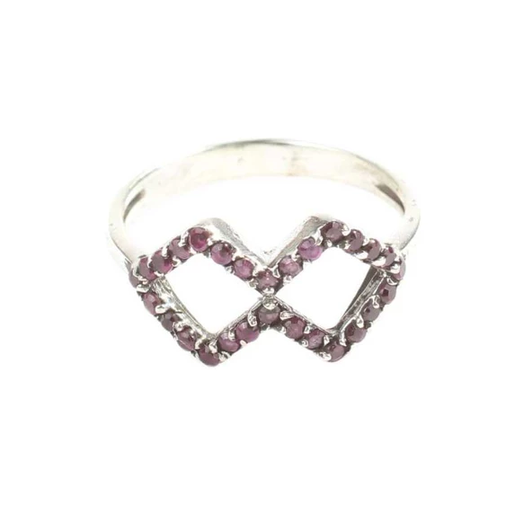 925 Ayar Gümüş Çift Dörtgen Tasarım Yüzük - Resim 3