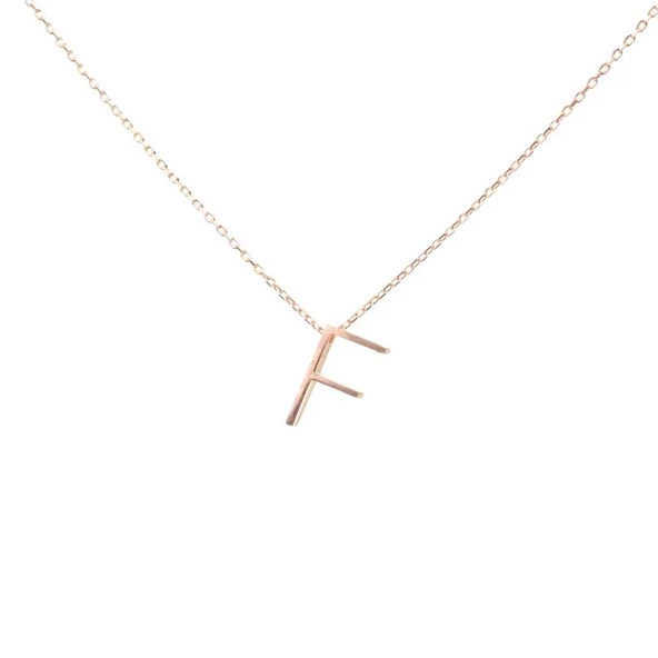 925 Ayar Gümüş 3 Boyutlu F Harfi Kolye - Resim 2