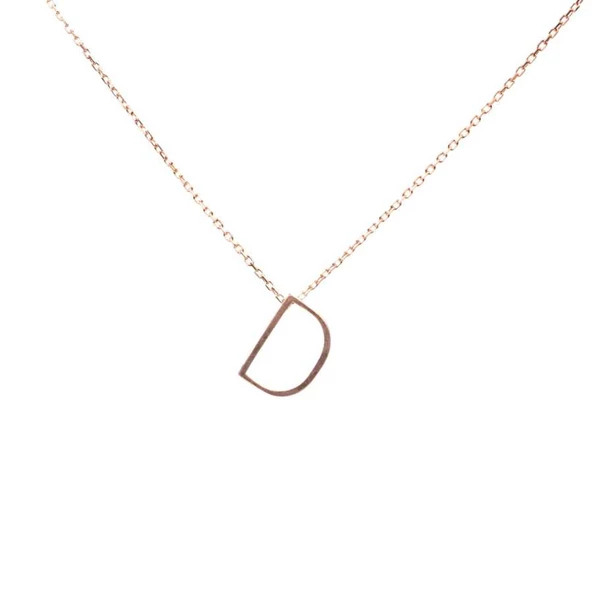 925 Ayar Gümüş 3 Boyutlu D Harfi Kolye - Resim 3