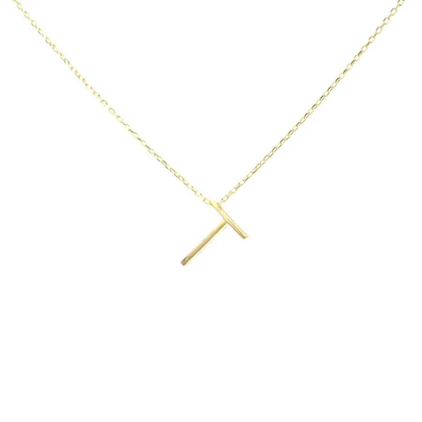 925 Ayar Gümüş 3 Boyutlu T Harfi Kolye - Resim 3