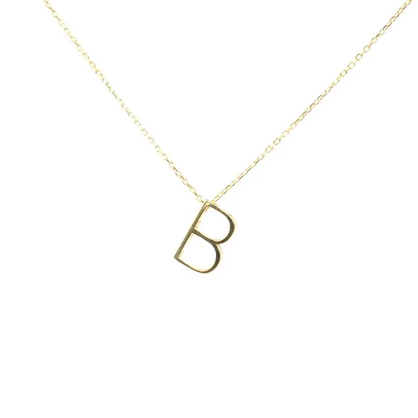 925 Ayar Gümüş 3 Boyutlu B Harfi Kolye - Resim 3