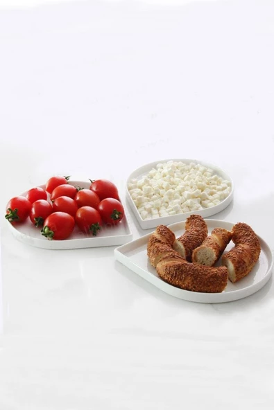 Tekbir Porselen Damla Sunum Tabağı 3 lü 19.7x16x1.5 cm