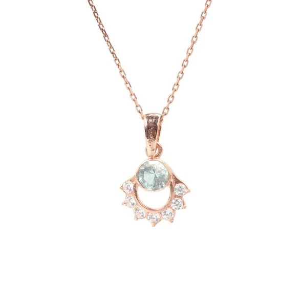 925 Ayar Gümüş Nişane Tasarım Akuamarin Taşlı Kolye - Resim 2