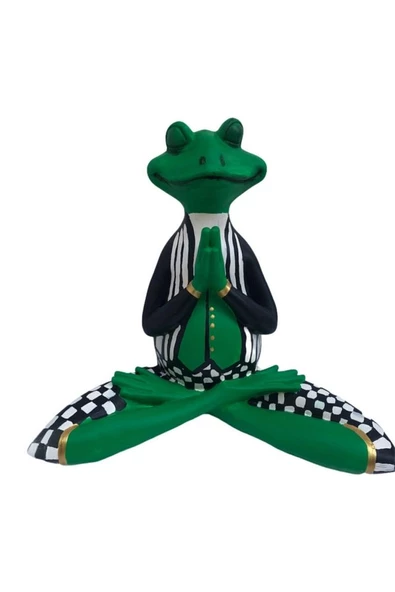 Yogacı Kermit Kurbağa Çizgili Biblo - Dekor