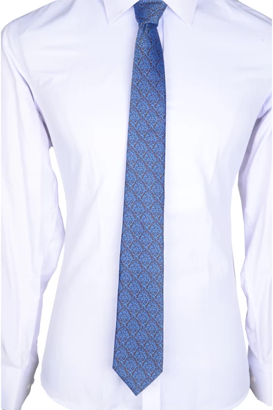 Cengiz İnler Kare Desenli Mendilli Mikrofiber Erkek Kravat - 6