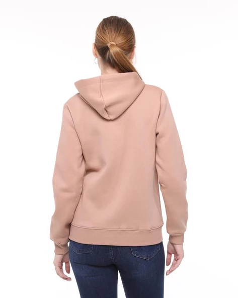Backpacker Kadın Sweatshirt Kapüşonlu Fermuarlı Bej - 6