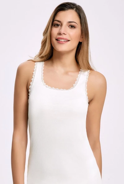 İLKE 245 BAYAN KAŞKORSE GENİŞ ASKILI ATLET 6 ADET  EKRU S ürün görseli