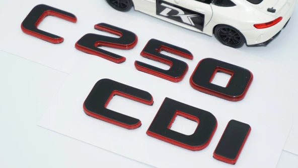 DK Tuning C 250 CDi Bagaj Kırmızı Siyah ABS Yazı Logo Benz İle Uyumlu - 4
