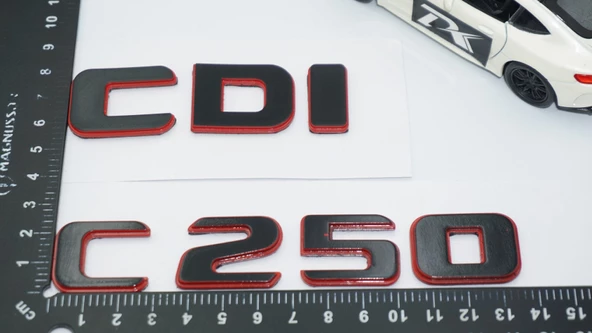 DK Tuning C 250 CDi Bagaj Kırmızı Siyah ABS Yazı Logo Benz İle Uyumlu - 2