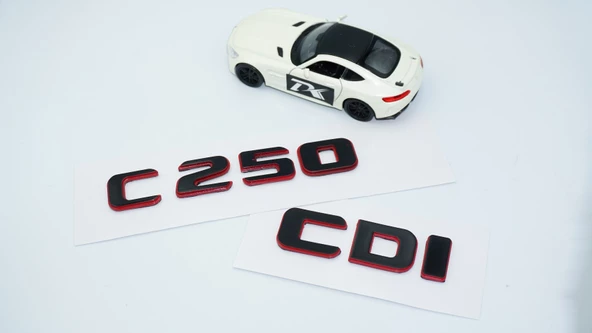 DK Tuning C 250 CDi Bagaj Kırmızı Siyah ABS Yazı Logo Benz İle Uyumlu - 3