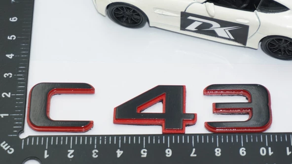 DK Tuning C 43 Bagaj Kırmızı Siyah ABS Yazı Logo Benz İle Uyumlu - 2