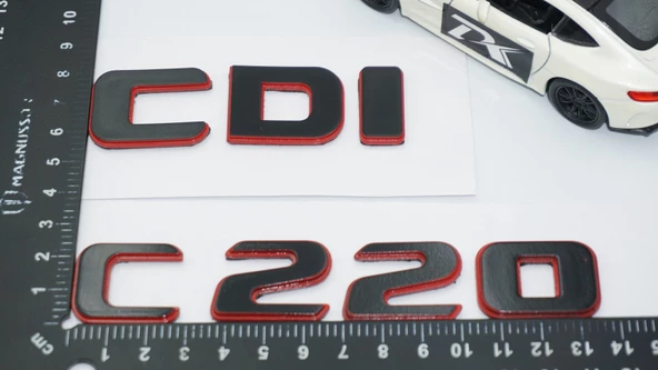 DK Tuning C 220 CDi Bagaj Kırmızı Siyah ABS Yazı Logo Benz İle Uyumlu - 2