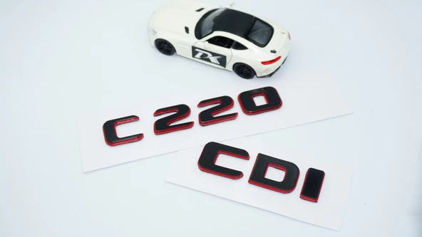 DK Tuning C 220 CDi Bagaj Kırmızı Siyah ABS Yazı Logo Benz İle Uyumlu - 3