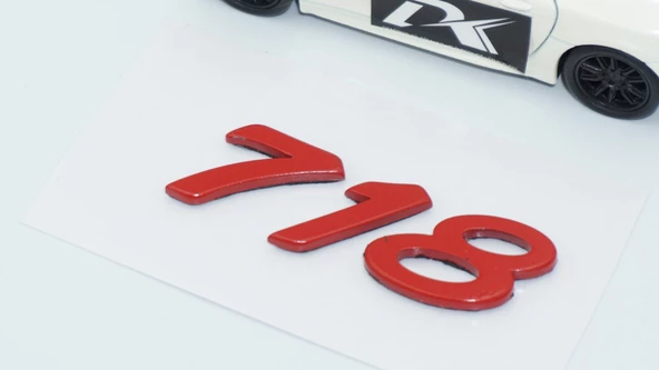 DK Tuning Porsche 718 Bagaj 3M 3D Kırmızı ABS Yazı Logo Amblem - 4