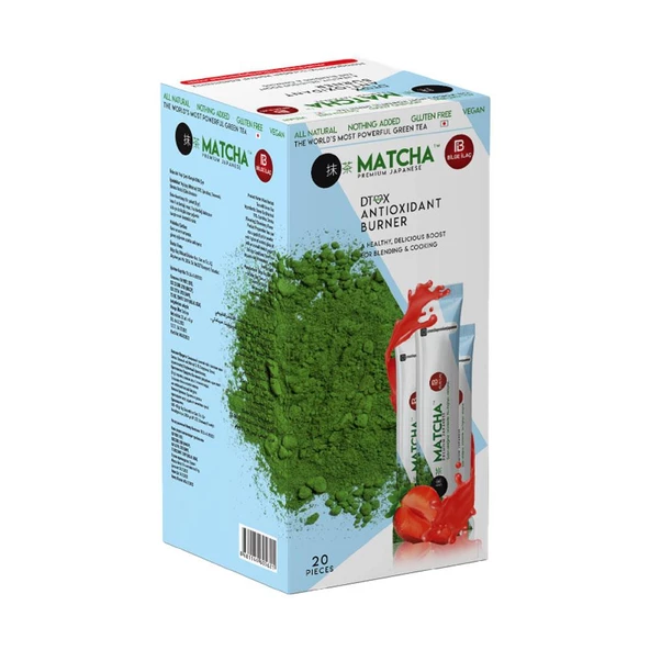 Orijinal Bandrollü Çilekli Matcha Çayı Premium Detox Antioxidant 20 Adet