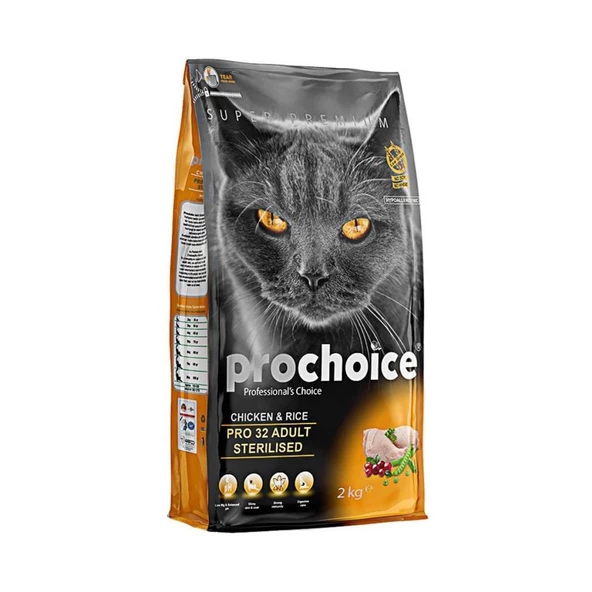 Prochoice Cat Pro 32 Tavuklu ve Pirinçli Kısırlaştırılmış Kedi Maması 2 Kg