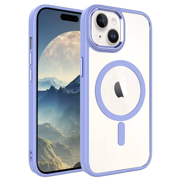 iPhone 15 Kılıf Wireless Şarj Özellikli Krom Magsafe Silikon Kapak Kılıf - Resim 5