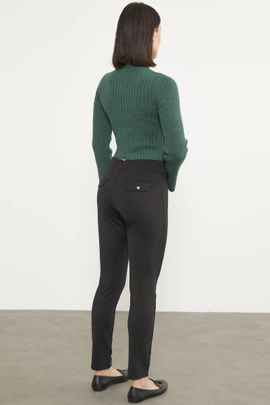 Yarım Balıkçı Crop Triko Kazak - Yeşil - Resim 6