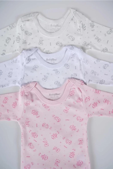 BABYTOO 3'LÜ KARIŞIK DESENLİ UZUN KOLLU BEBEK ÇITÇITLI BADİ - 2