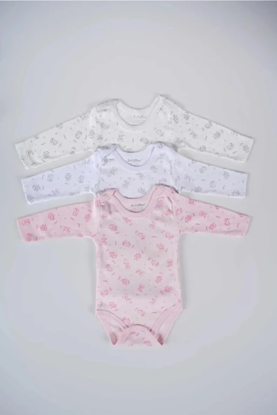BABYTOO 3'LÜ KARIŞIK DESENLİ UZUN KOLLU BEBEK ÇITÇITLI BADİ