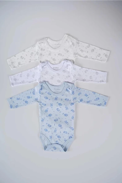 BABYTOO 3'LÜ KARIŞIK DESENLİ UZUN KOLLU BEBEK ÇITÇITLI BADİ - 5