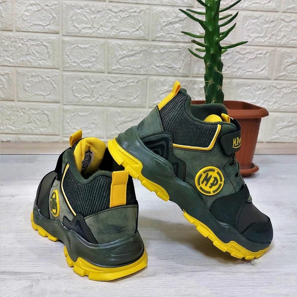 M.P One 3139 Haki-Sarı Fuspetli, Cırtlı İçi Polar Erkek Çocuk Bot - 9