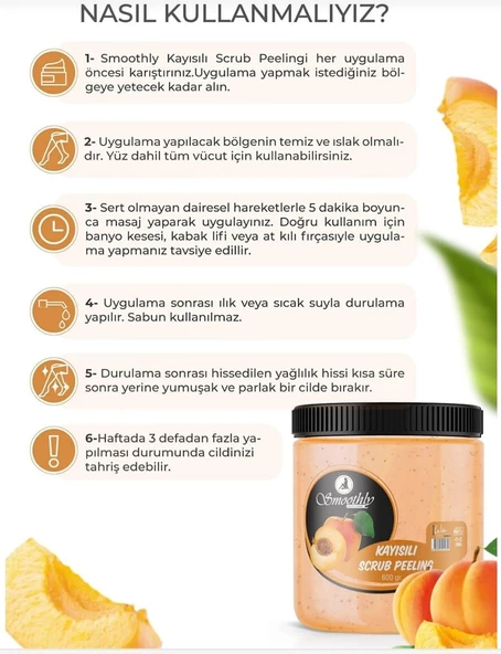 Peeling Nemlendirici,Canlandırıcı,El,Ayak ve Vücud Peeling Kayısı Aromalı 800ml - Resim 2