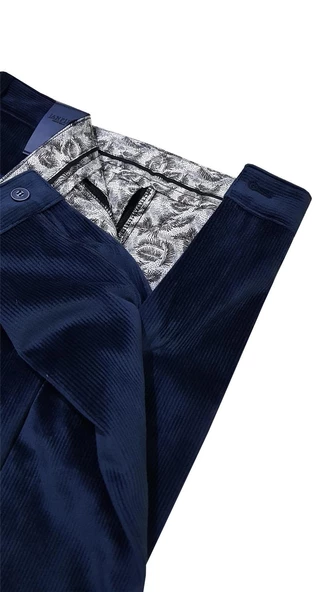 Merdan Lacivert Klasik Kesim Erkek Kadife Pantolon-4864 - 5