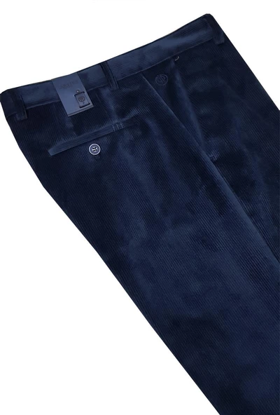 Merdan Lacivert Klasik Kesim Erkek Kadife Pantolon-4864 - 4