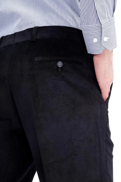 Merdan Siyah Klasik Kesim Erkek Kadife Pantolon-4863 - 3