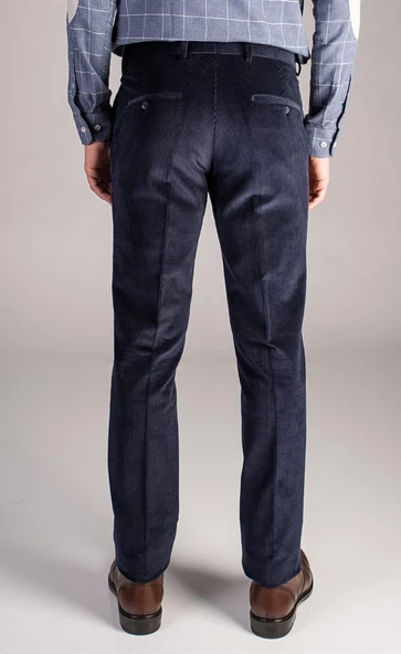 Merdan Lacivert Klasik Kesim Erkek Kadife Pantolon-4864 - 2