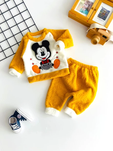 Neşeli Bebekler Mickey Kabartma Desen Welsoft Takım Sarı