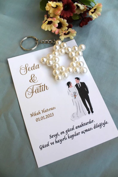 30 Adet Zincirli İnci Yıldız Anahtarlık - Kişiye Özel - Kına Hediyesi - Söz Hediyesi - Nikah Hatıra - Resim 3