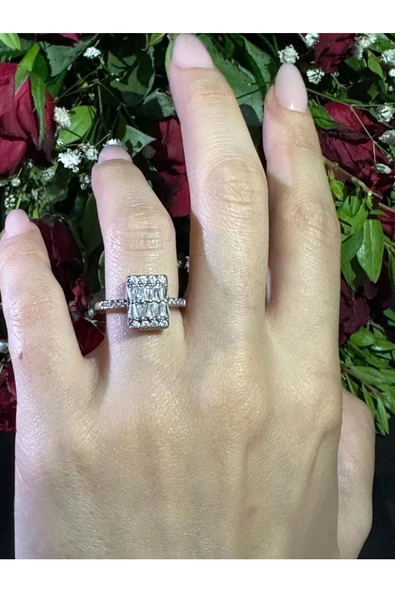 zirkon taşlı farklı ve özel tarz baget yüzük - 4