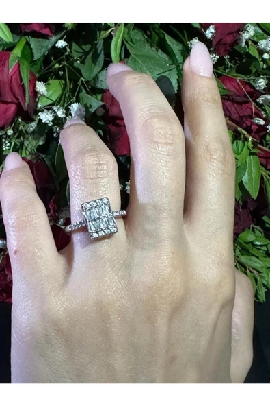 zirkon taşlı farklı ve özel tarz baget yüzük - 6