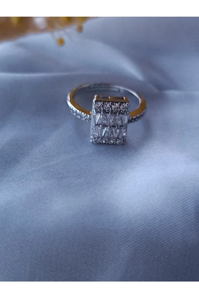 zirkon taşlı farklı ve özel tarz baget yüzük - 5