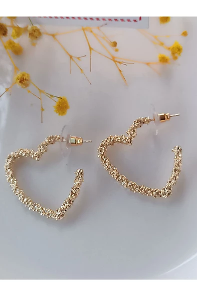 zirkon taşlı kalp detay Şık ve farklı tarz vip küpe