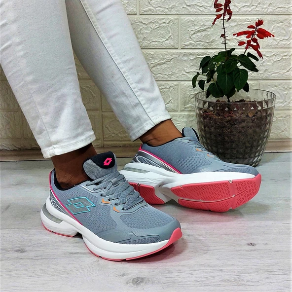 Lotto Charlıson Gri-Pembe Hafızalı İç Taban Bayan Spor Ayakkabı - Resim 3