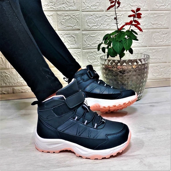 Jump 29194 Siyah-Pembe Cırtlı Fuspetli Kaymaz Kız Çocuk Bot - Resim 3