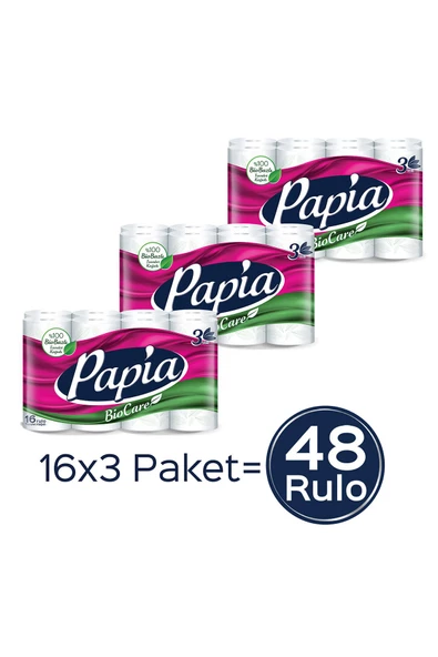 Papia Biocare Tuvalet Kağıdı 48 Rulo (16 RULO X 3 PAKET) - 3