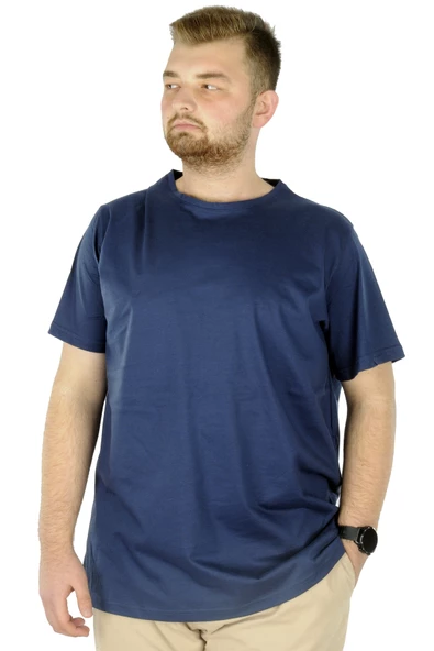Mode XL Büyük Beden Erkek T-Shirt Basic 20031 İndigo ürün görseli